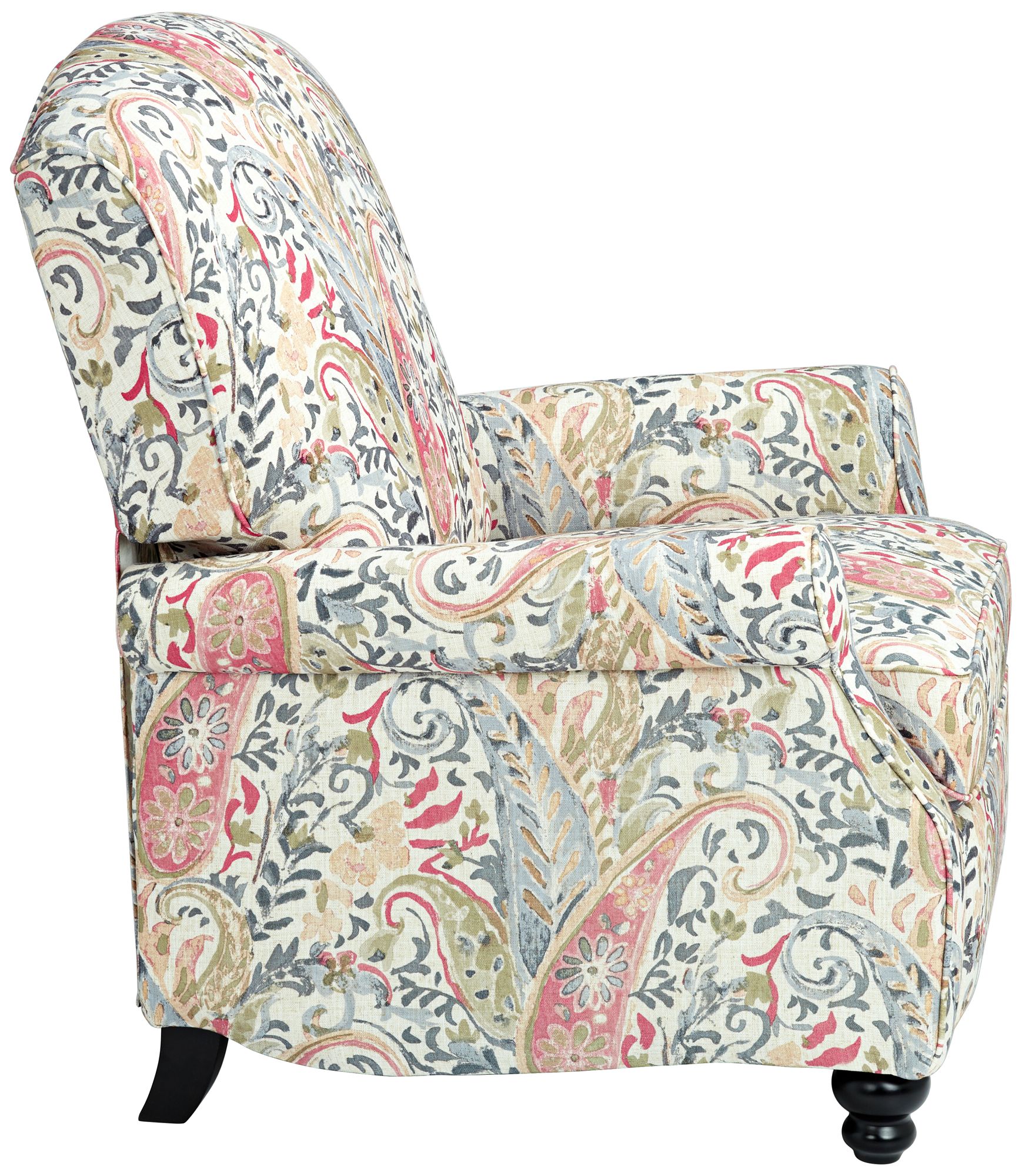 ethel coral paisley push back recliner chair