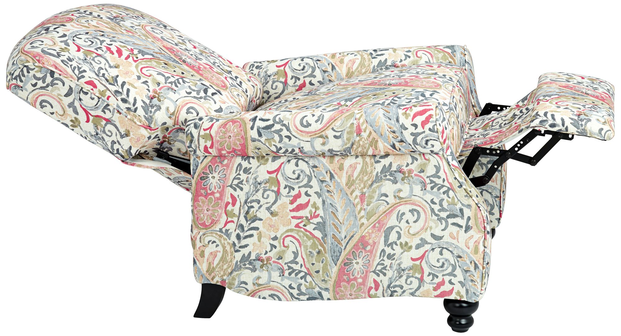 ethel coral paisley push back recliner chair