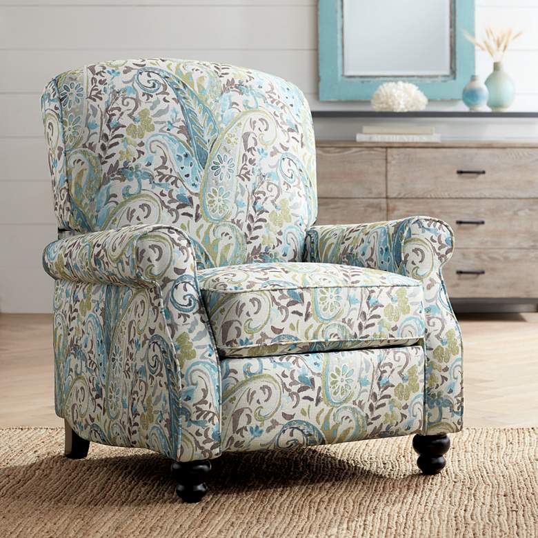 Image 1 Ethel Skye Blue Paisley Push Back Recliner Chair