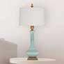 Ethereal 35" Cream Shade Aquamarine Blue Ceramic Twist Table Lamp
