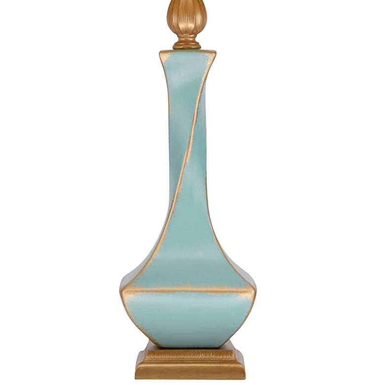 Image 4 Ethereal 35 inch Cream Shade Aquamarine Blue Ceramic Twist Table Lamp more views