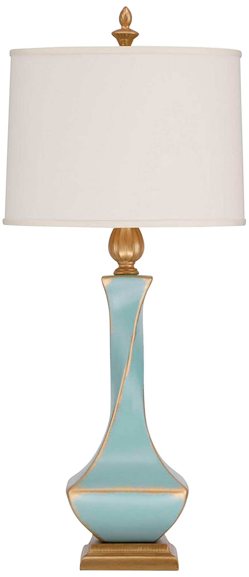 Ethereal Aquamarine Ceramic Twist Table Lamp w/ Cream Shade 669M3
