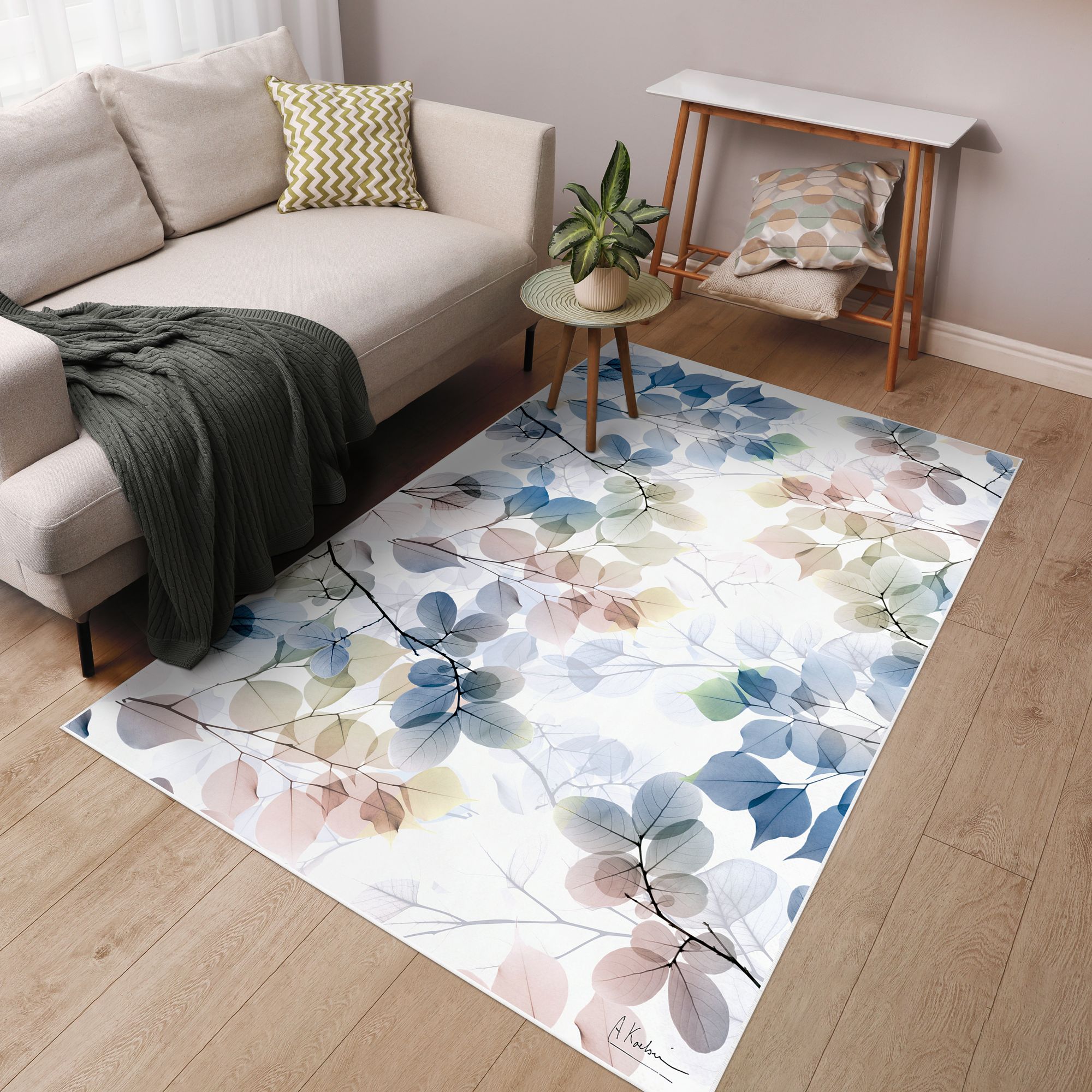 Image 2 Ethereal Balance I Washable Flowers Art Area Rug size 5'x8' more views