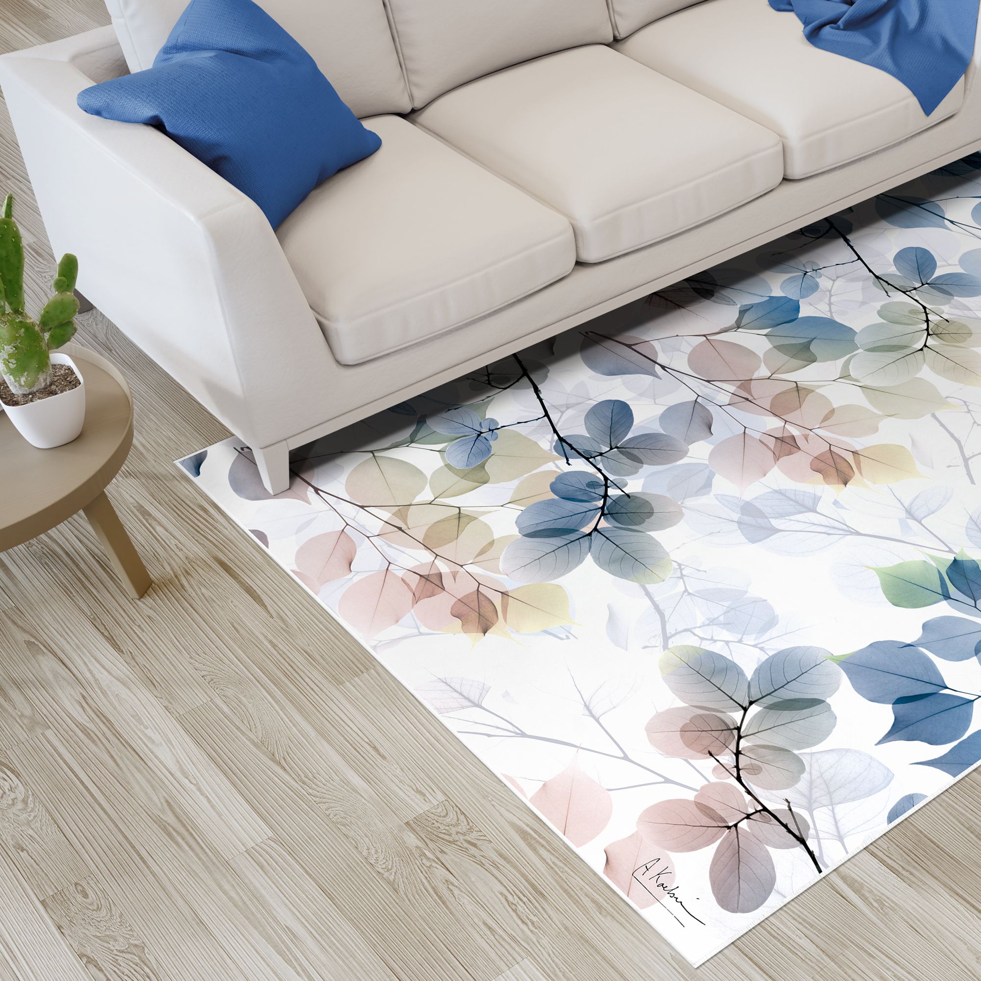 Image 5 Ethereal Balance I Washable Flowers Art Area Rug size 5'x8' more views