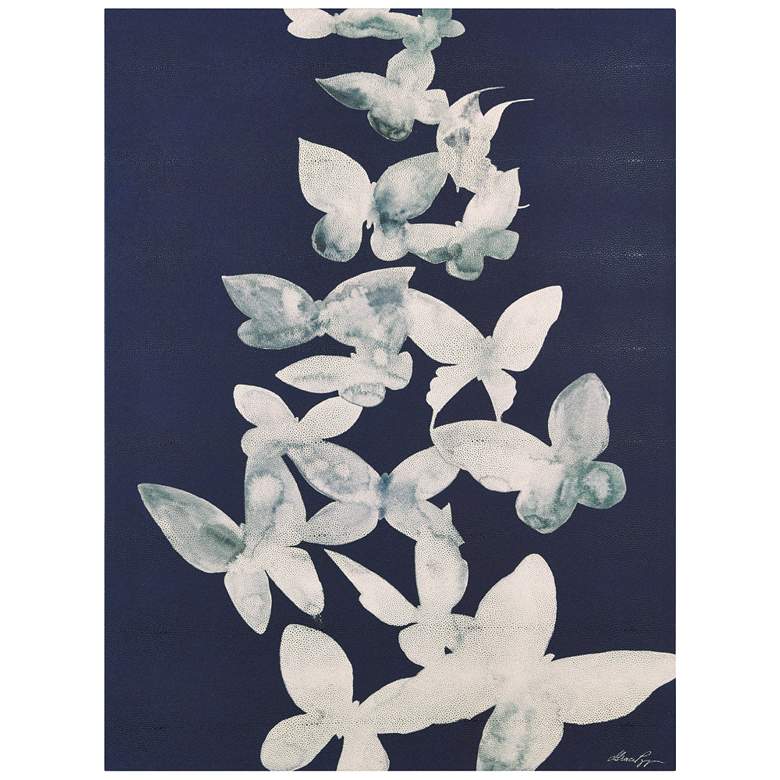Image 1 Ethereal Flight" Gold Metallic Shagreen Wrapped Canvas Wall Art