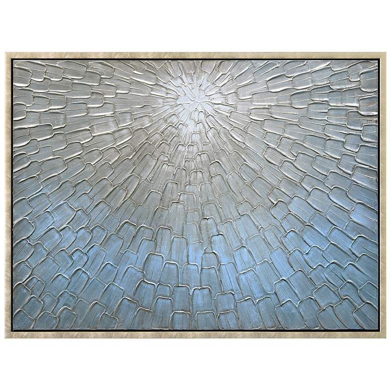 Image 1 Ethereal Light Textured Metallic Hand Painted Blue Framed Canvas Wall Art