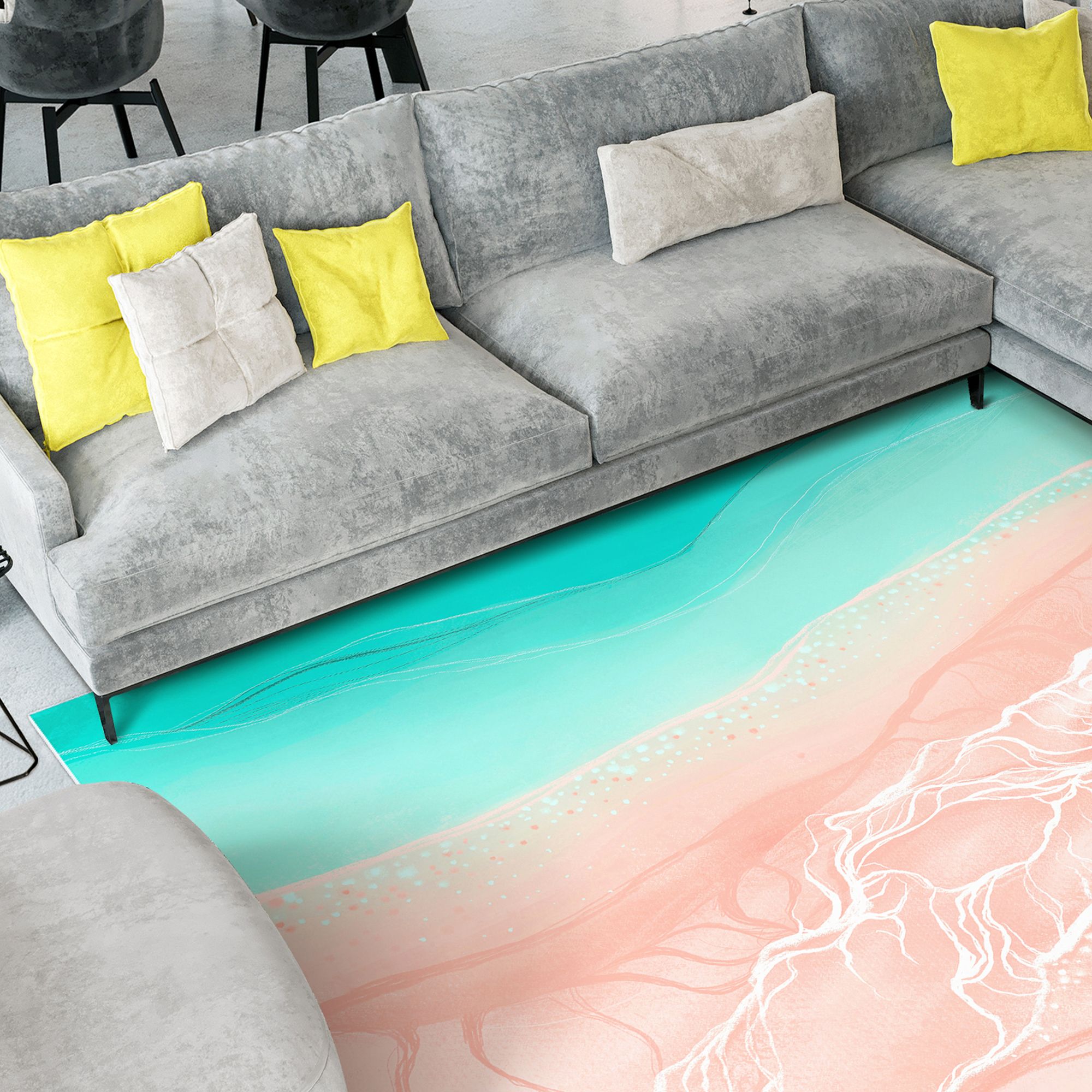 Image 5 Ethereal Shore Washable Art Area Rug size 8'x10' more views