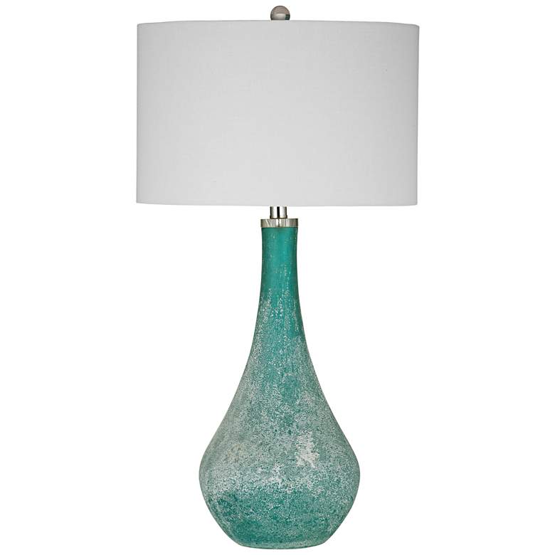 Image 1 Eton Frosted Blue-Green Glass Table Lamp