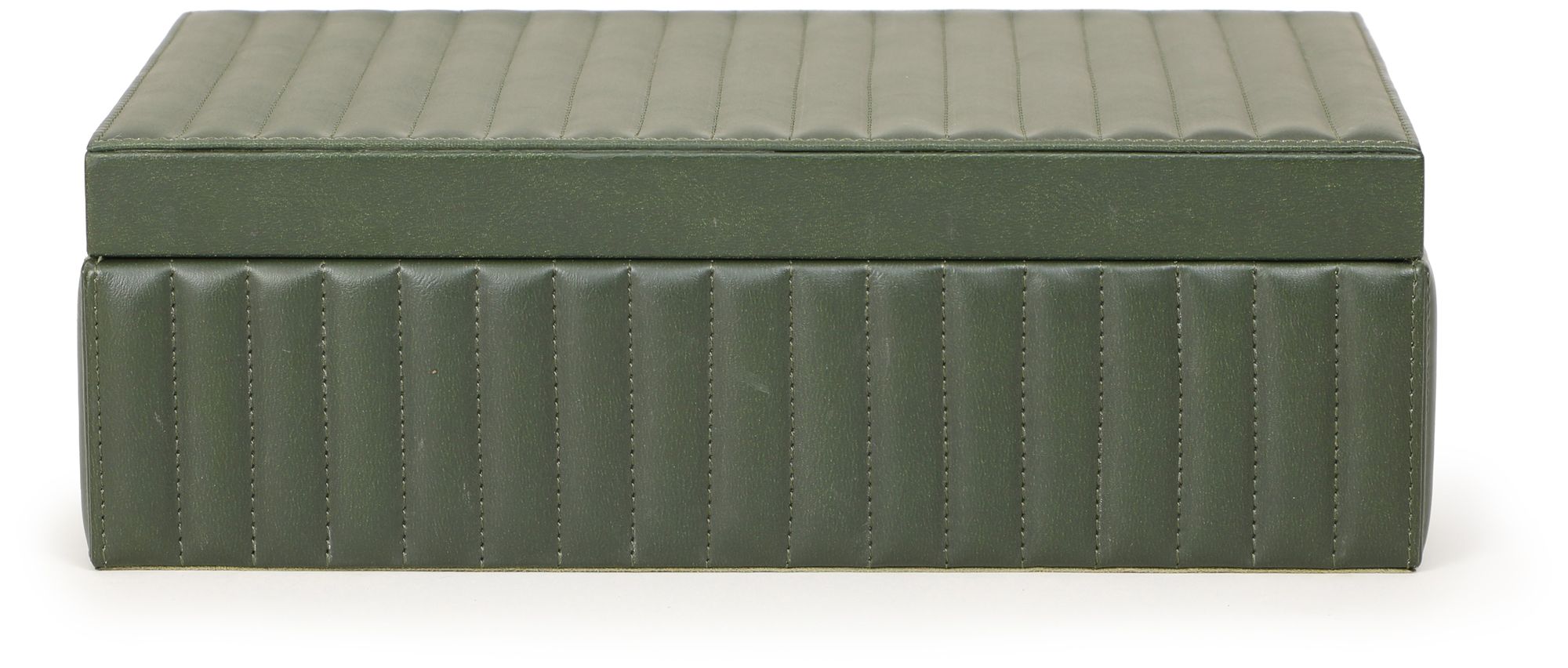 Image 2 Eton Green Ribbed Vegan Leather Designer Storage Box more views