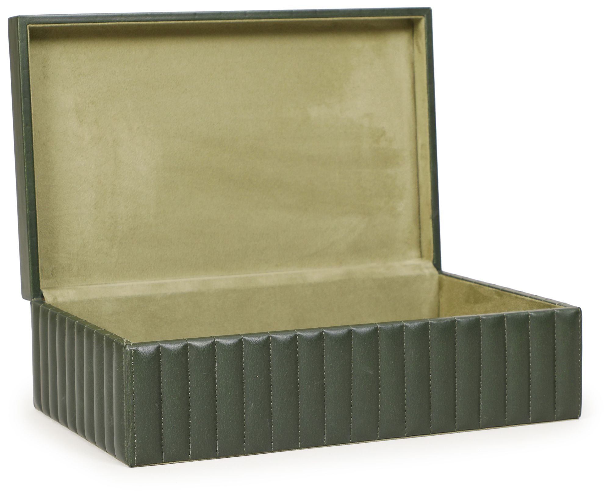 Image 4 Eton Green Ribbed Vegan Leather Designer Storage Box more views