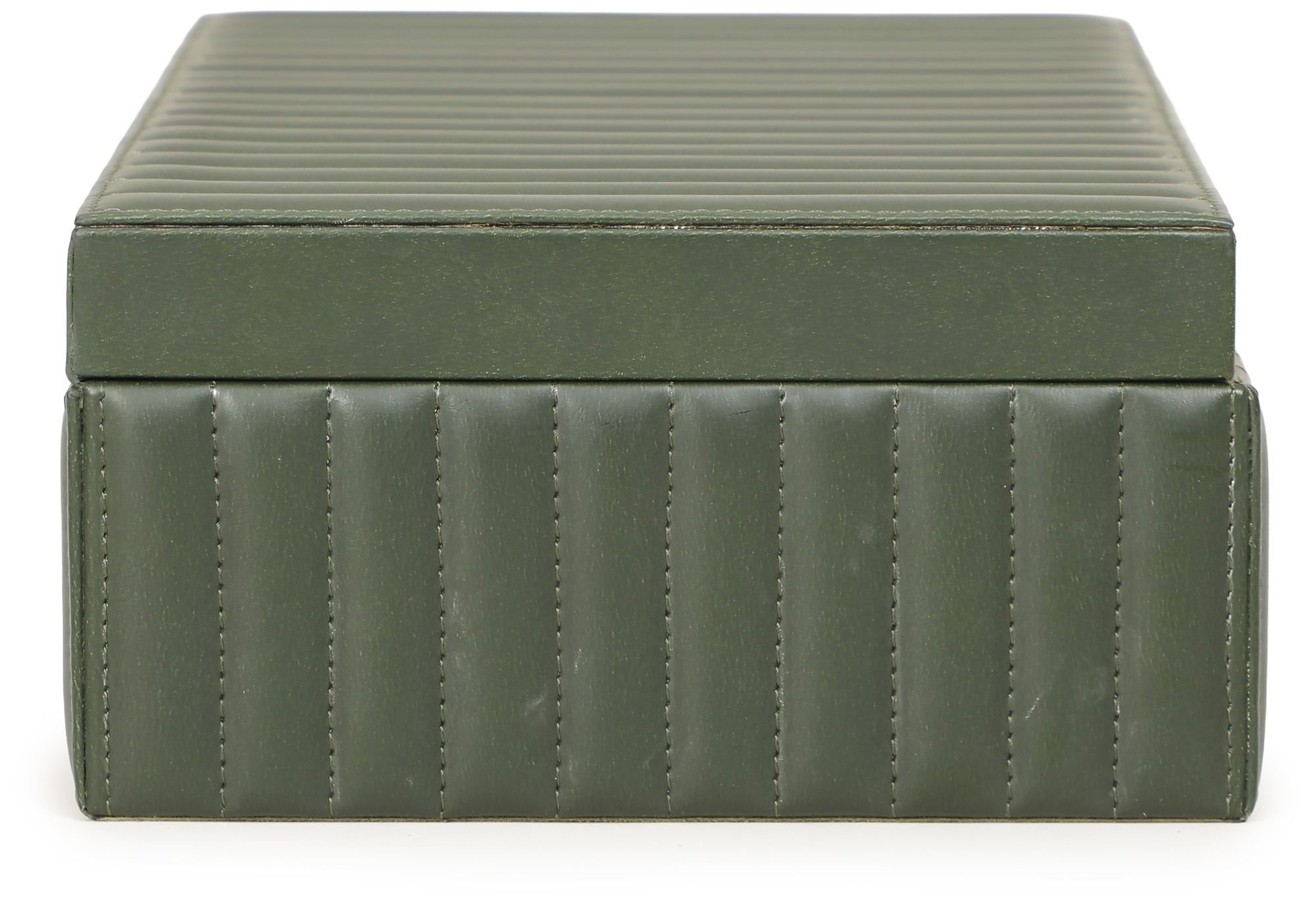 Image 5 Eton Green Ribbed Vegan Leather Designer Storage Box more views