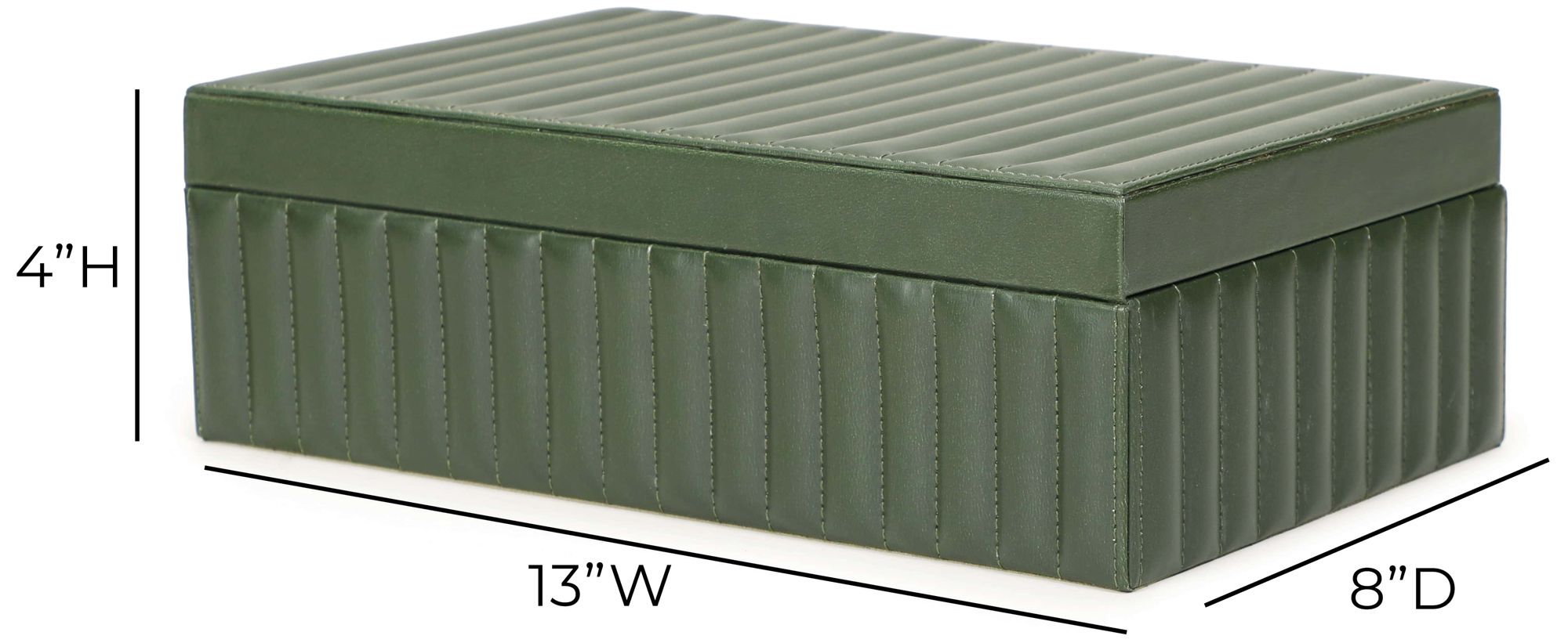 Eton Green Ribbed Vegan Leather Designer Storage Box