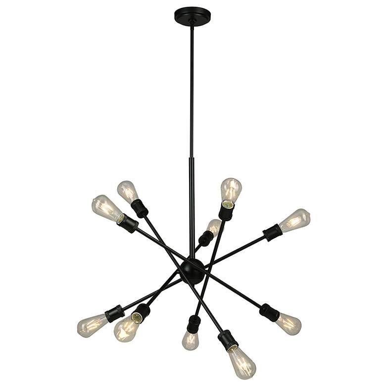 Image 1 Etris Row - 10 Light Open Bulb Pendant - Black