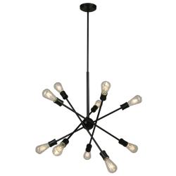 Etris Row - 10 Light Open Bulb Pendant - Black