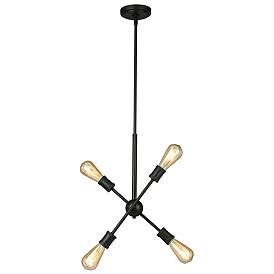 Image1 of Etris Row - 4-Light Open Bulb Pendant - Black