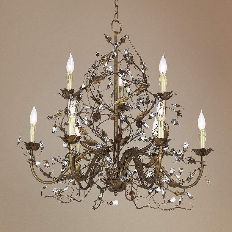 Image 2 Etruscan Gold Vine and Crystal Chandelier