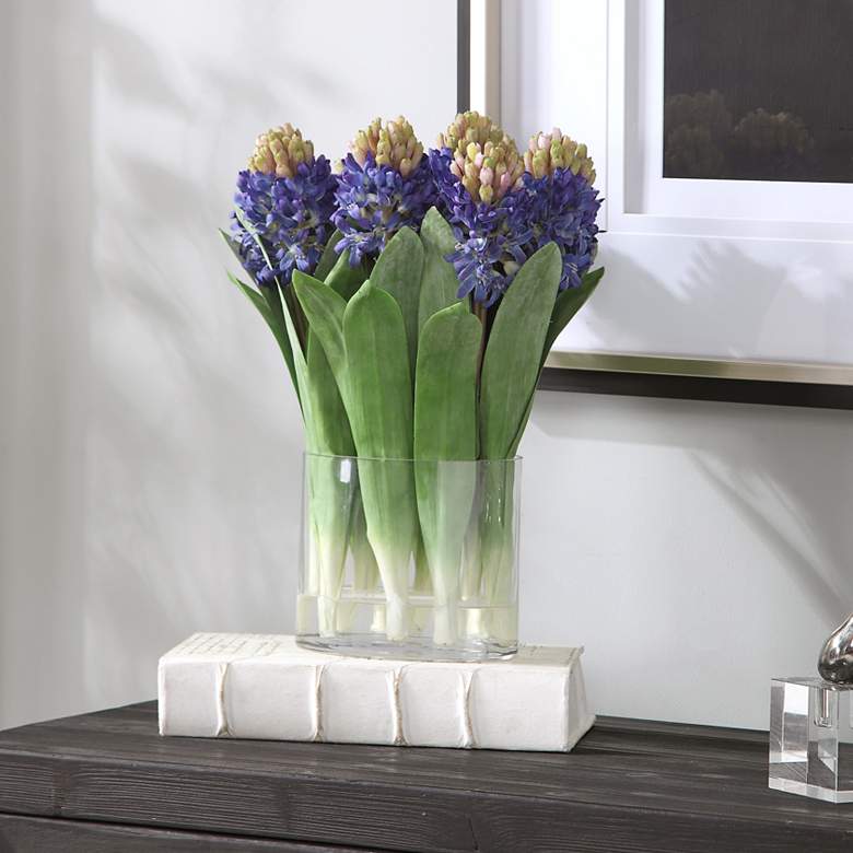 Image 1 Etta 15 1/2" High Blue Hyacinth Bouquet Faux Flowers in Vase