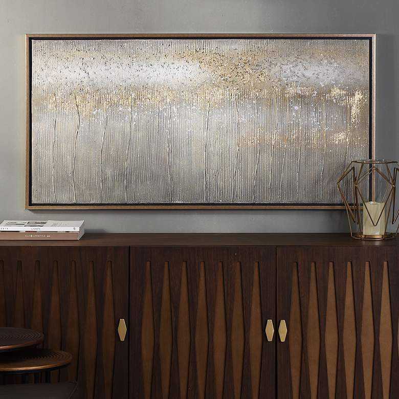 Image 1 Etta 48" Wide Abstract Gold Framed Canvas Wall Art