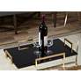 Ettore 24" Wide Gold Leaf and Black Modern Luxe Glass Tray