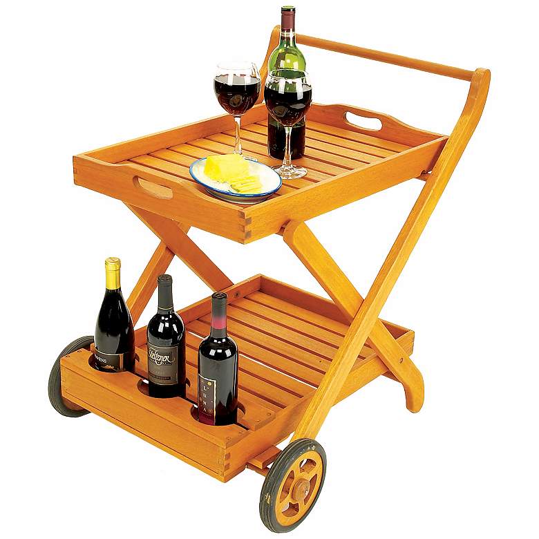 Image 1 Eucalyptus Outdoor Serving Cart with Tray