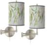 Eucalyptus Tessa Brushed Nickel Swing Arm Wall Lamps Set of 2