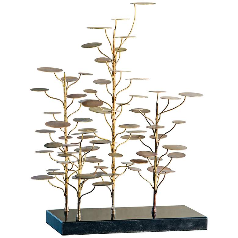 Image 1 Eucalyptus Tree 18" High Gold and Black Modern Sculpture