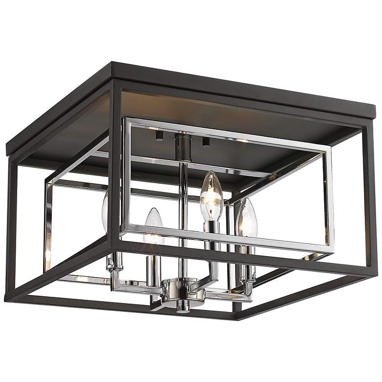 Image 1 Euclid 15" Wide Matte Black and Chrome 4-Light Ceiling Light