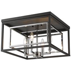 Euclid 15" Wide Matte Black and Chrome 4-Light Ceiling Light