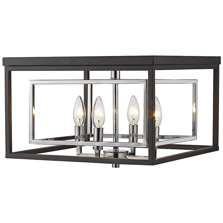 Image 3 Euclid 15" Wide Matte Black and Chrome 4-Light Ceiling Light more views