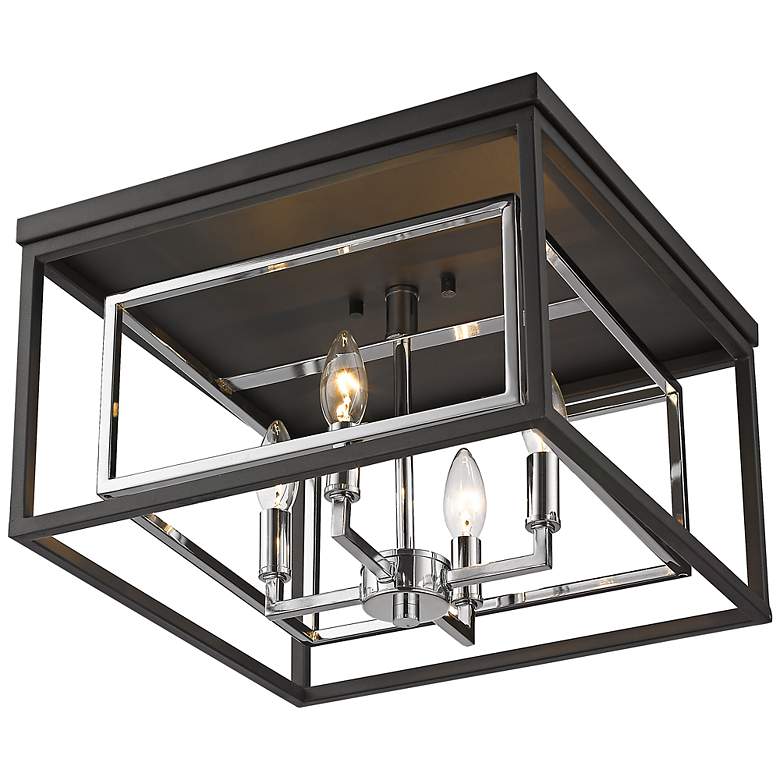 Image 4 Euclid 15" Wide Matte Black and Chrome 4-Light Ceiling Light more views
