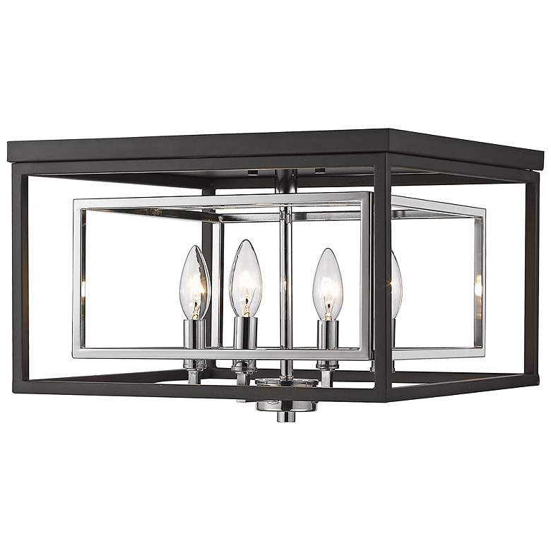 Image 5 Euclid 15" Wide Matte Black and Chrome 4-Light Ceiling Light more views