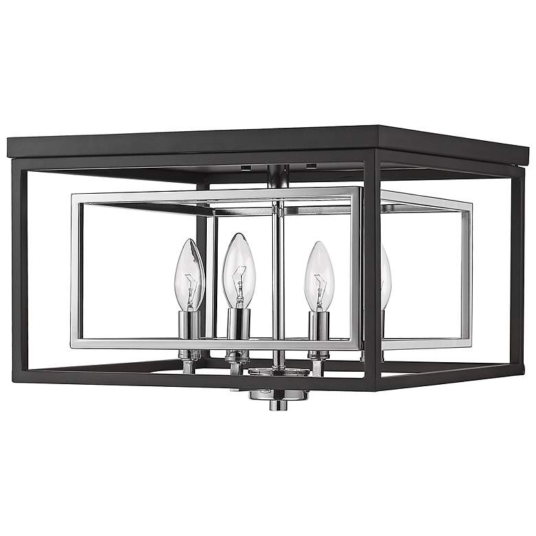 Image 7 Euclid 15" Wide Matte Black and Chrome 4-Light Ceiling Light more views