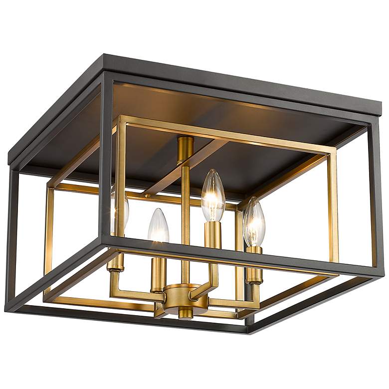 Image 3 Euclid 15" Wide Olde Brass and Bronze 4-Light Ceiling Light