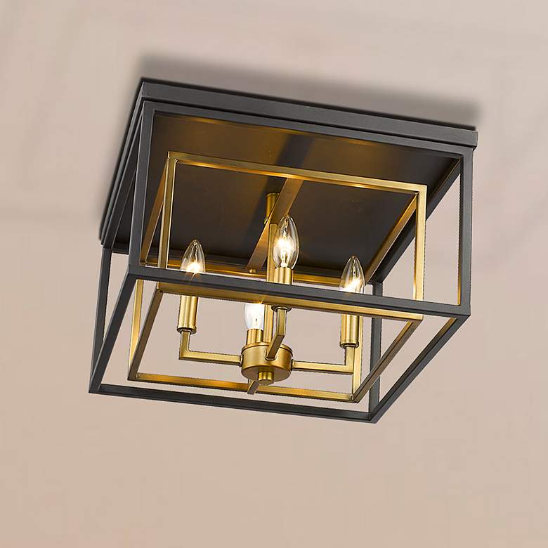 Image 2 Euclid 15" Wide Olde Brass and Bronze 4-Light Ceiling Light