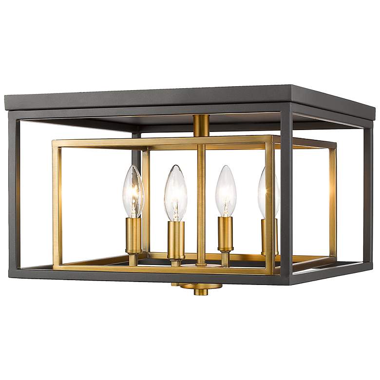 Image 7 Euclid 15" Wide Olde Brass and Bronze 4-Light Ceiling Light more views