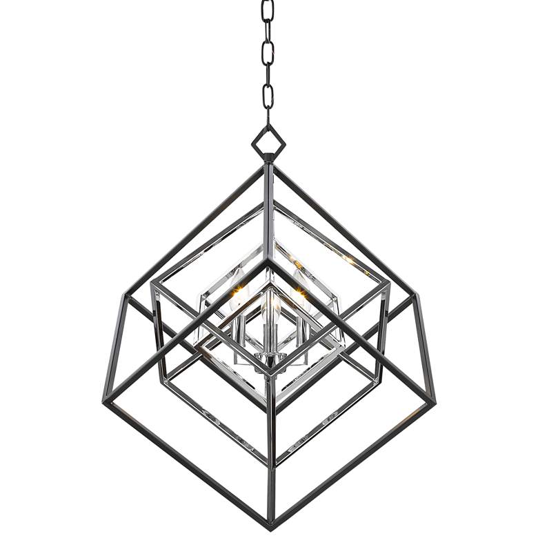 Image 2 Euclid 23" Wide Chrome and Matte Black 3-Light Chandelier
