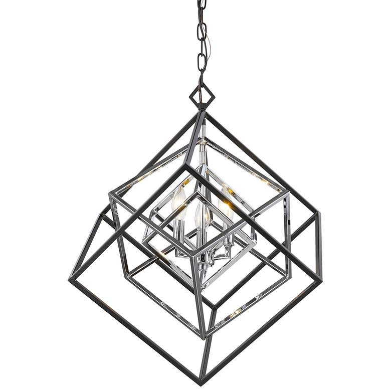 Image 5 Euclid 23" Wide Chrome and Matte Black 3-Light Chandelier more views
