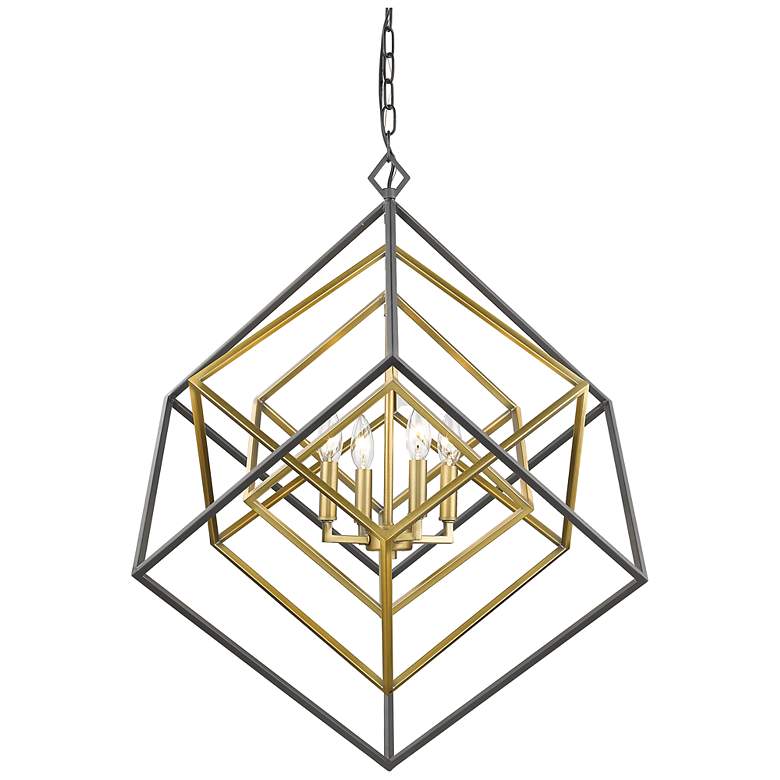 Image 1 Euclid 29 1/2" Wide Olde Brass and Bronze 4-Light Chandelier