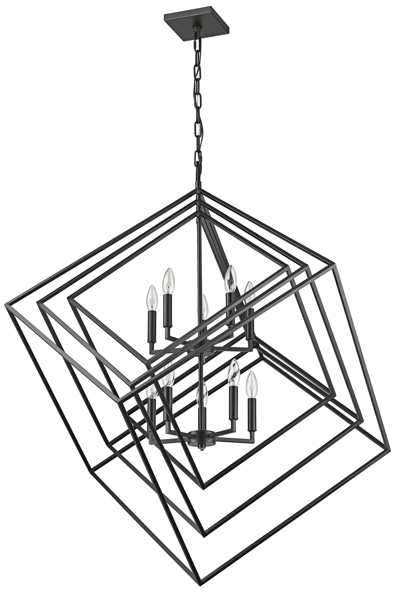 Euclid 41 1/2" Wide Matte Black 10-Light Chandelier in scene