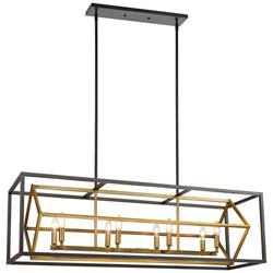 Euclid 44" Wide Bronze and Olde Brass 8-Light Linear Pendant