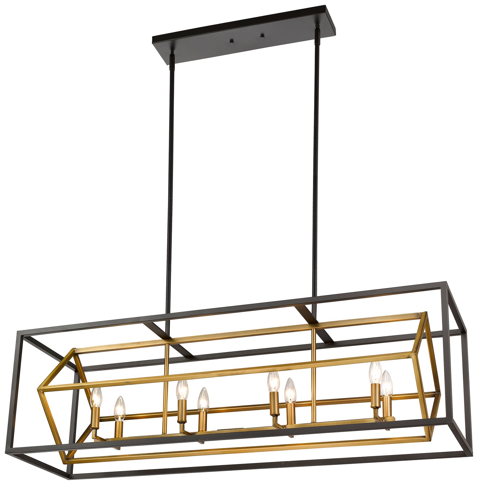 Image 4 Euclid 44" Wide Bronze and Olde Brass 8-Light Linear Pendant more views