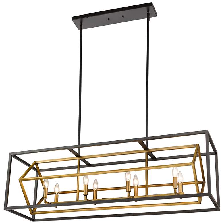 Image 4 Euclid 44" Wide Bronze and Olde Brass 8-Light Linear Pendant more views