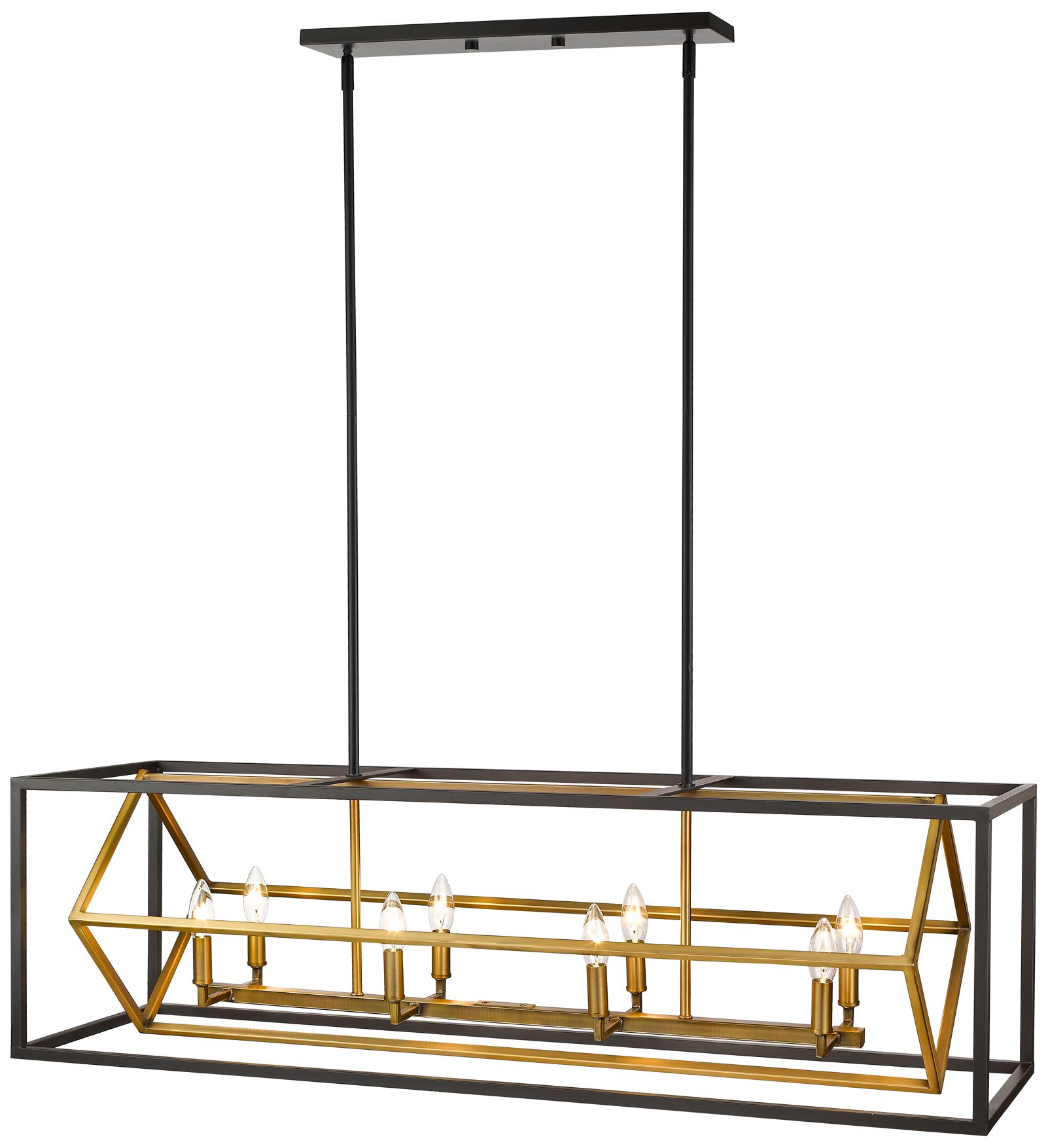 Image 5 Euclid 44" Wide Bronze and Olde Brass 8-Light Linear Pendant more views