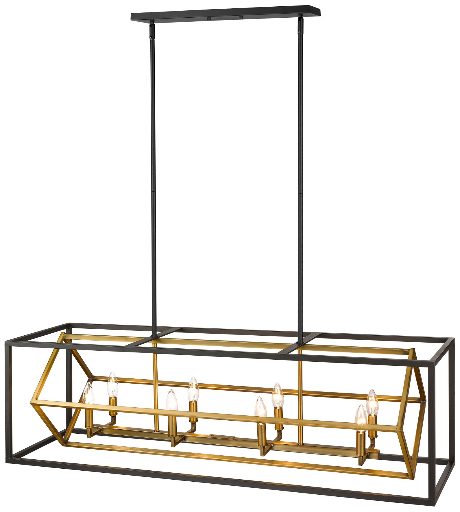 Image 6 Euclid 44" Wide Bronze and Olde Brass 8-Light Linear Pendant more views