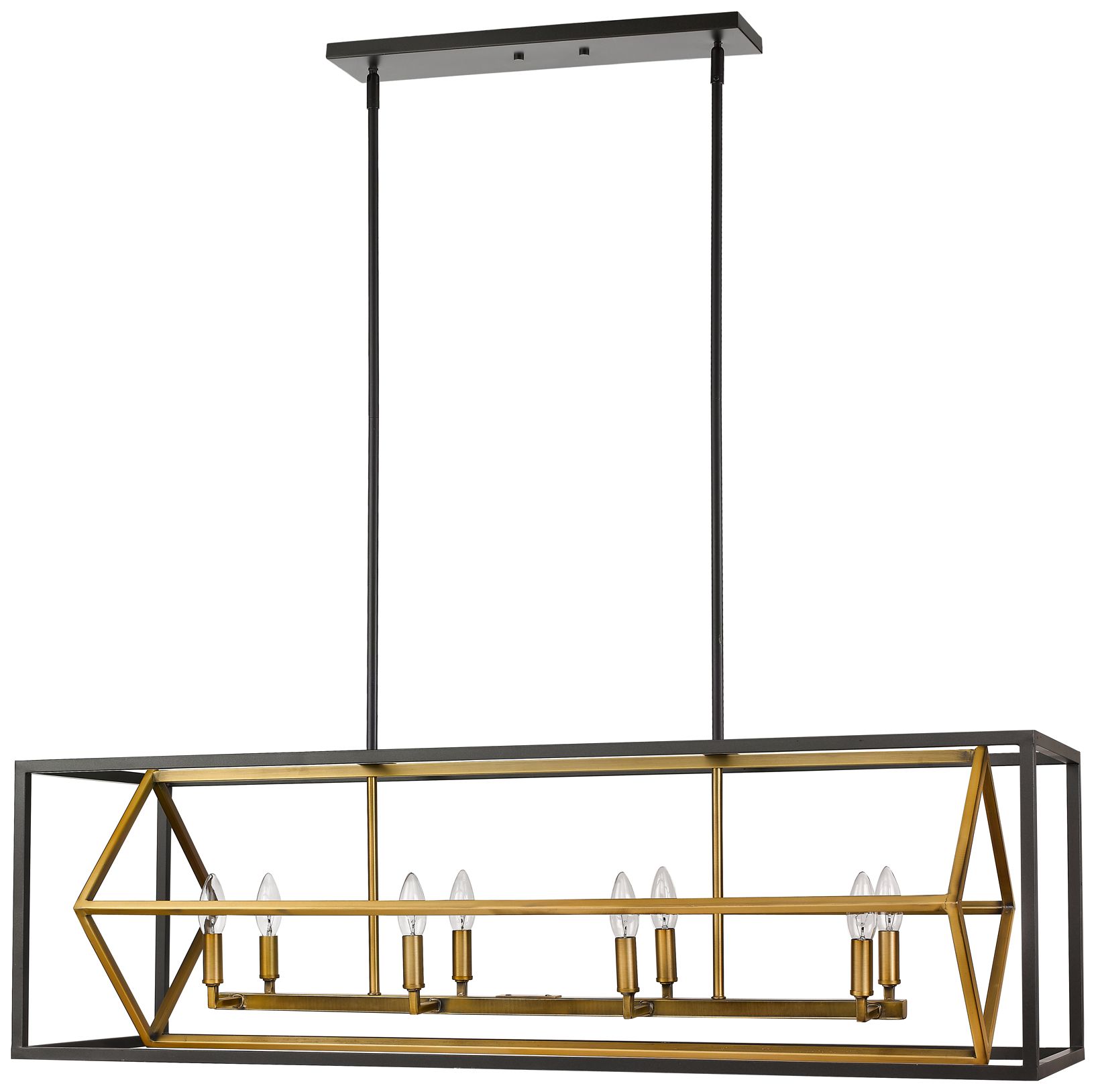 Image 7 Euclid 44" Wide Bronze and Olde Brass 8-Light Linear Pendant more views