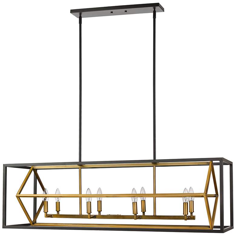 Image 7 Euclid 44" Wide Bronze and Olde Brass 8-Light Linear Pendant more views