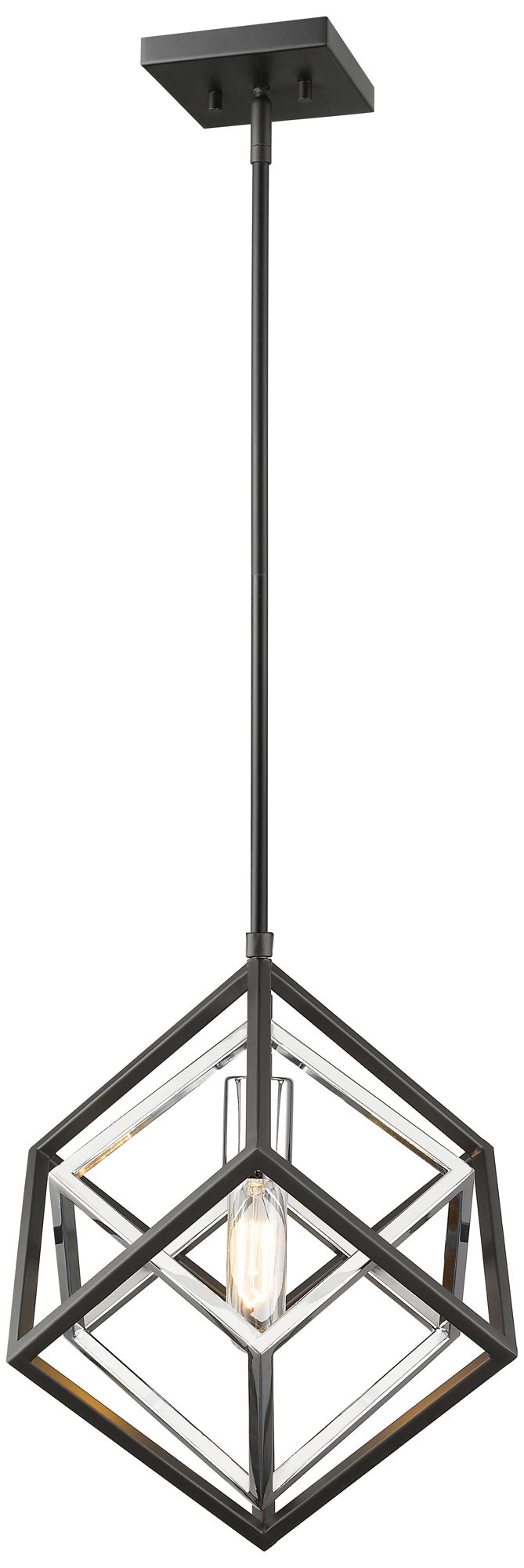 Euclid by Z-Lite Chrome + Matte Black 12 inch 1 Light Mini Pendant