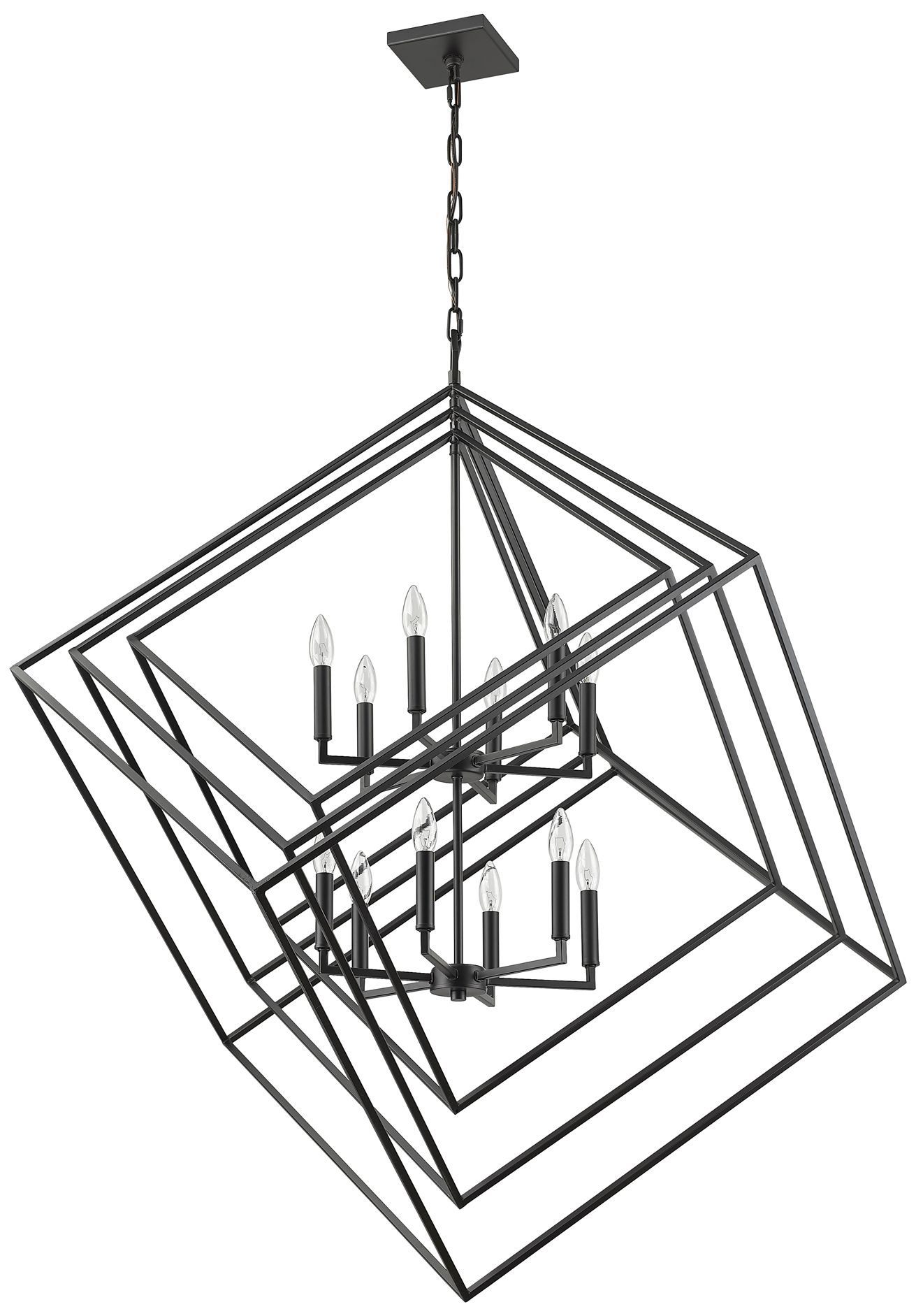 Image 7 Euclid by Z-Lite Matte Black 47.5 inch 12 Light Chandelier more views