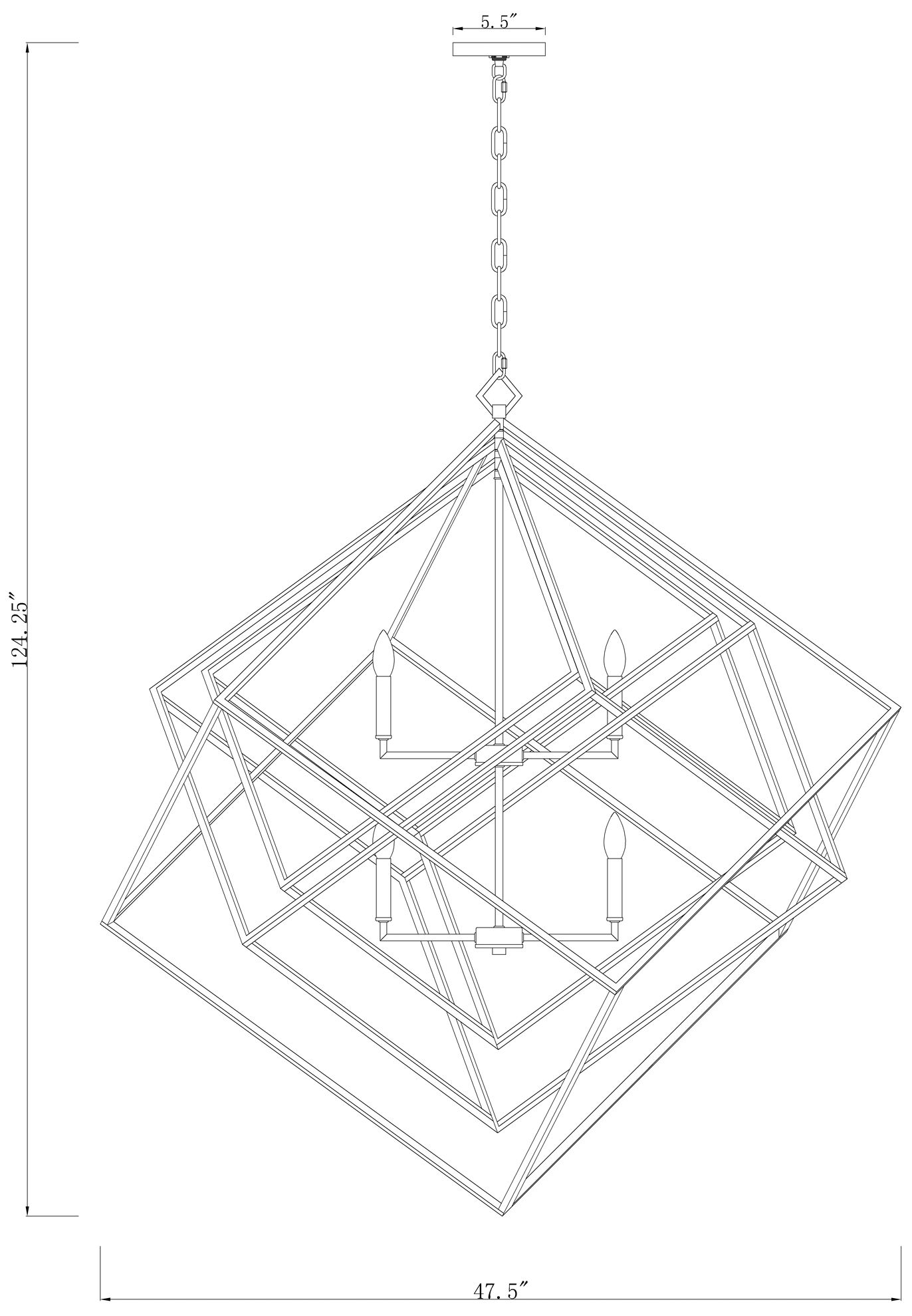 Euclid by Z-Lite Matte Black 47.5 inch 12 Light Chandelier