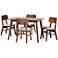 Euclid Gray Fabric and Walnut Brown 5-Piece Dining Table Set